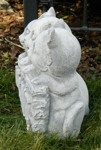 Beton Figur 3 Katzen klein mit Schild  " Welcome "  H 20 cm Dekofigur und Gartenfigur
