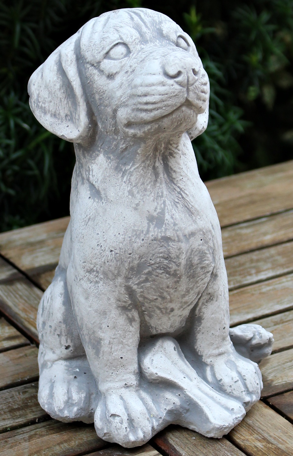 Beton Figur Rottweiler Welpe sitzend H 24 cm Dekofigur und Gartenfigur
