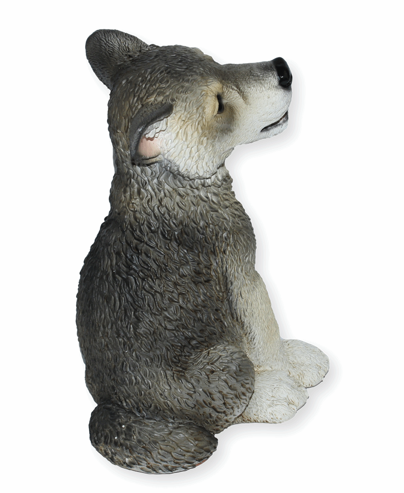Deko Figur Wolf Welpe Jungtier sitzend Kollektion Castagna aus Resin/ Kunststein H 22 cm Tierfigur