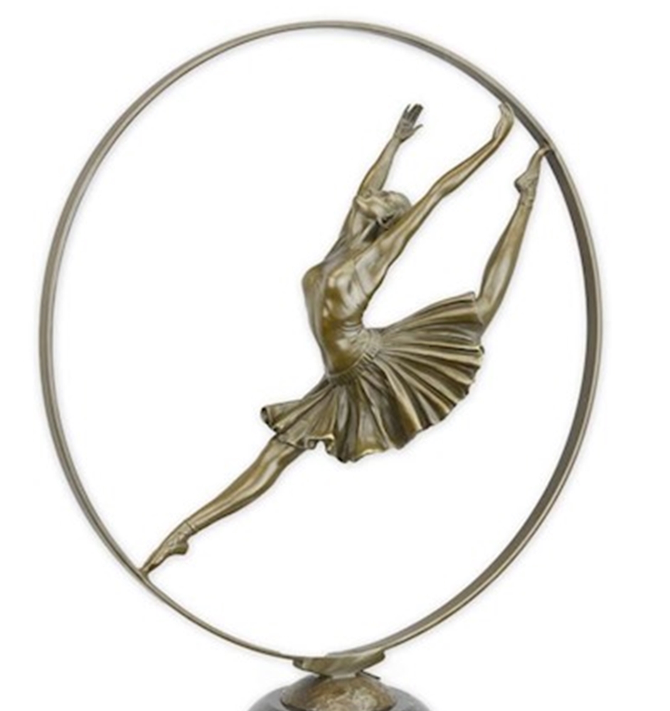 Bronzefigur Bronzeskulptur Bronze Tänzerin Ballerina im Reifen H 49 cm Deko Figur Ballett Skulptur
