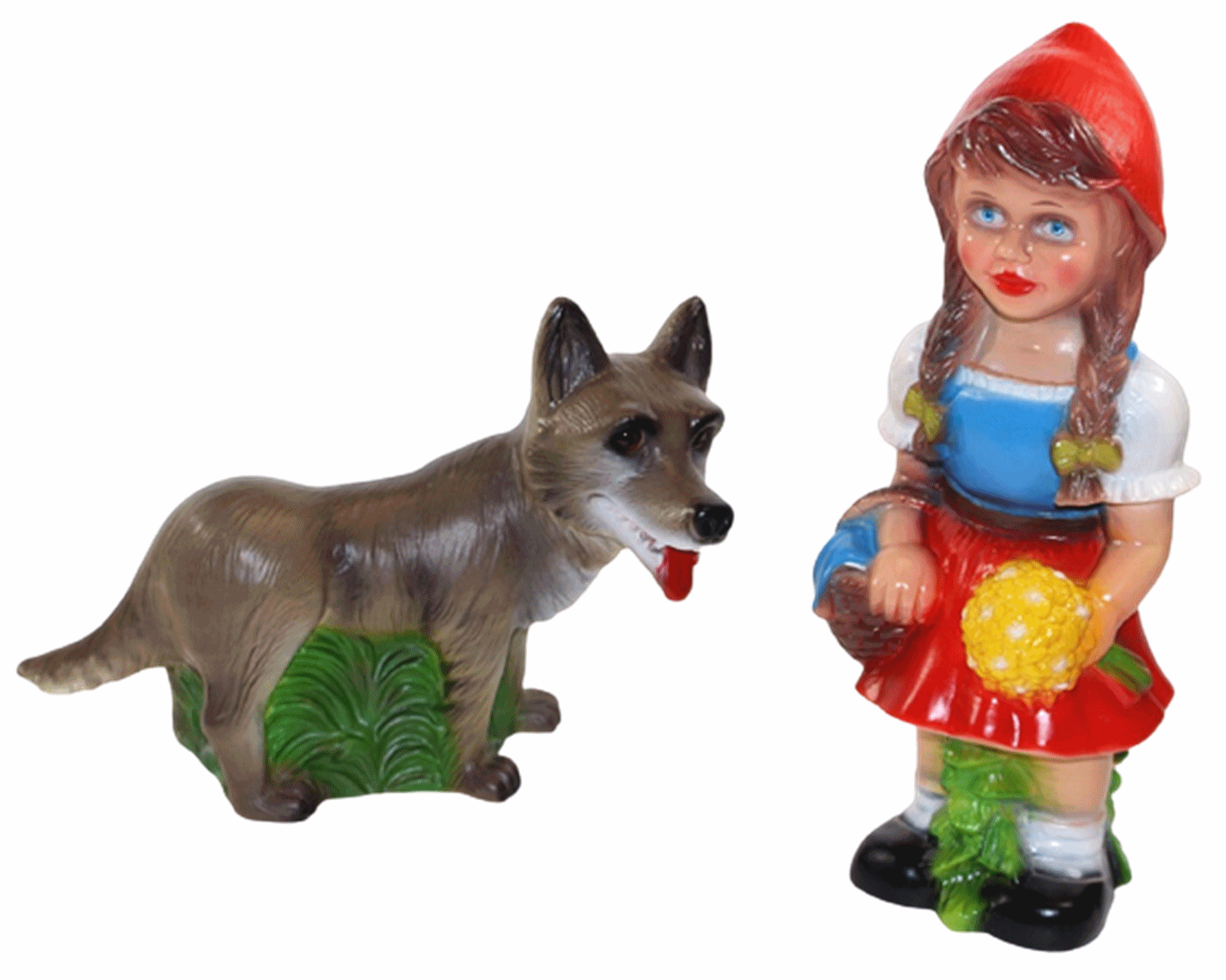 Deko Figur Rotkäppchen mit bösem Wolf Gartenfigur Märchenfigur H 31/20,5 cm stehend als Satz