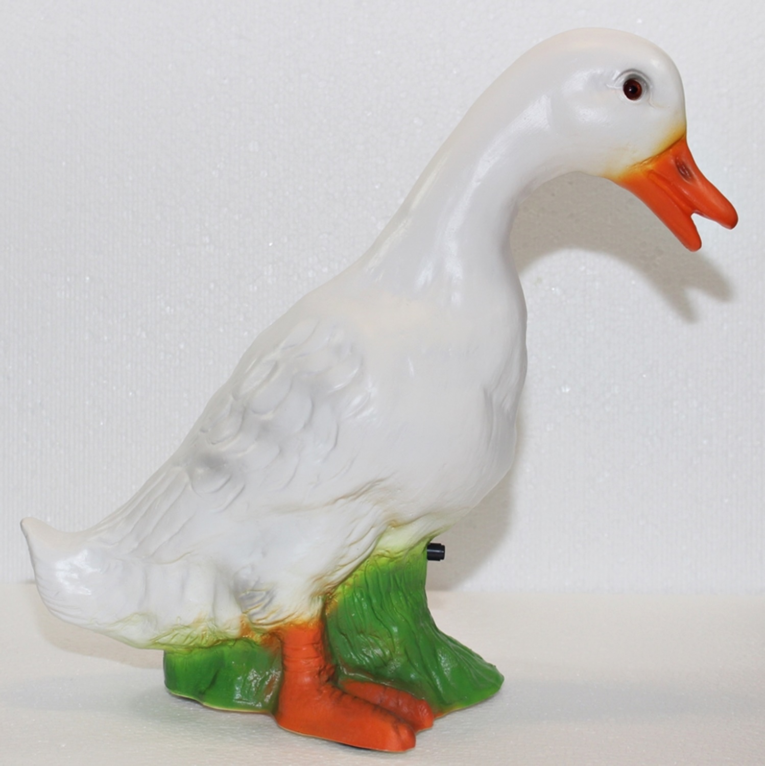 Deko Figur Ente stehend weiß H 30 cm Entenfigur mit Scherz Bewegungsmelder Schnatter Dekofigur