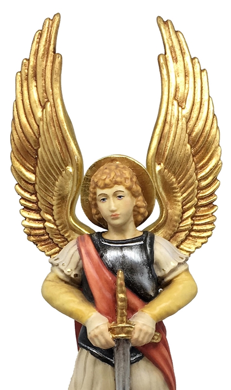 Heiligenfigur Heiliger Erzengel Michael H 12 cm Holzfigur Schutzpatron Statue aus Ahornholz