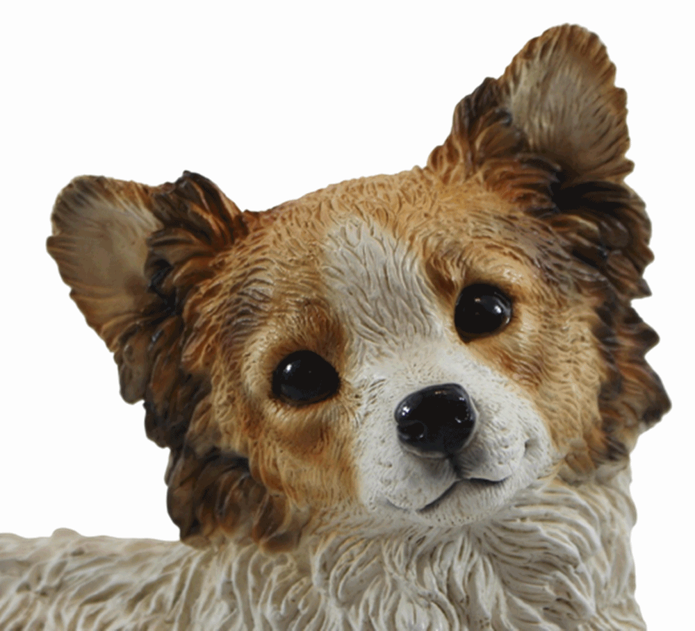 Deko Figur Papillon Welpe Hundefigur liegend Kollektion Castagna aus Resin Höhe 21 cm