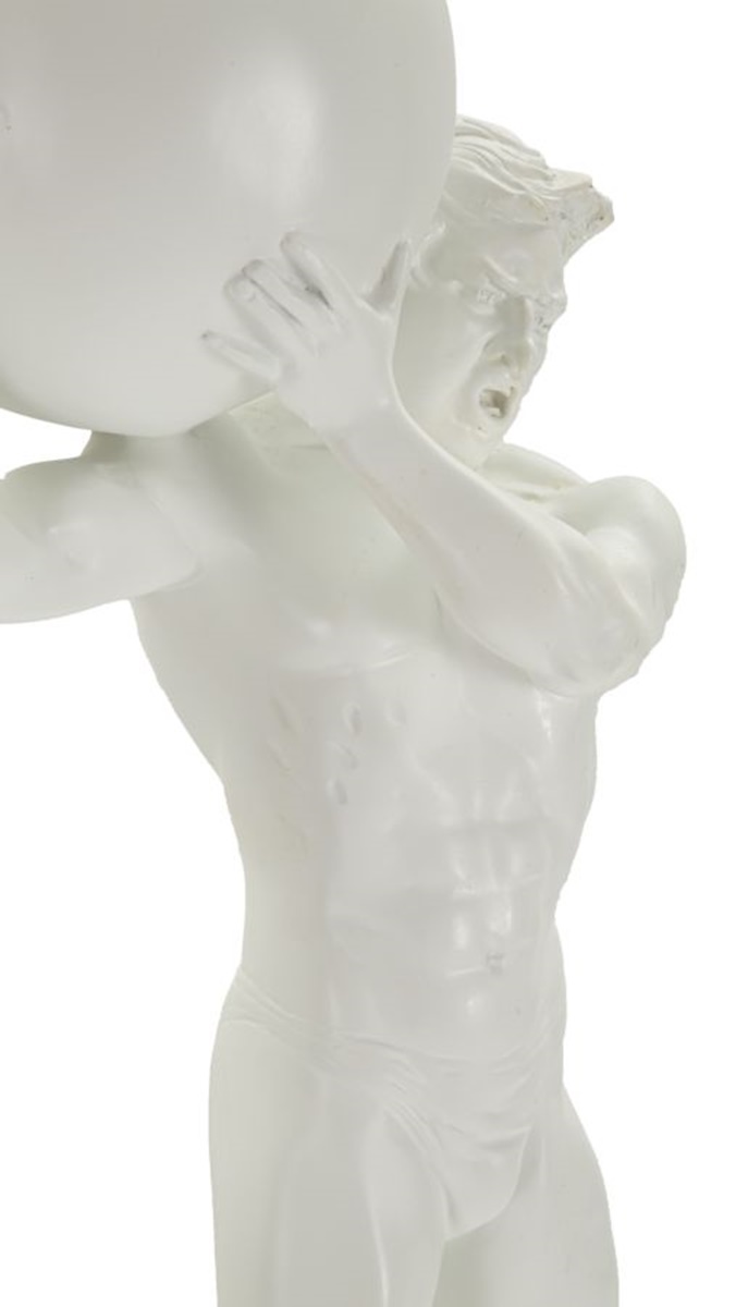 Dekofigur klassische Skulptur Replikat Atlas stehend Statue aus griechischer Mythologie weiß H 50 cm