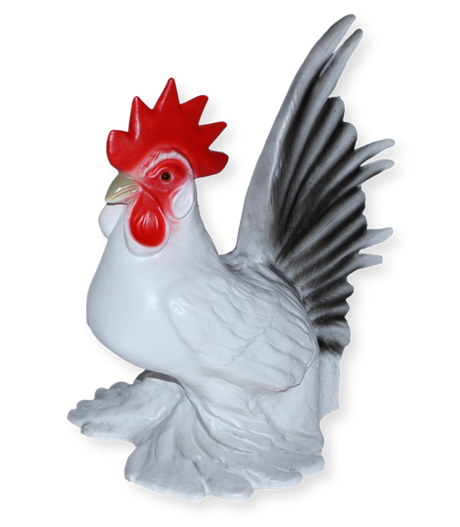 Deko Garten Figur Dekofigur Gartenfigur Tierfigur weißer Hahn stehend aus Kunststoff Höhe 30 cm