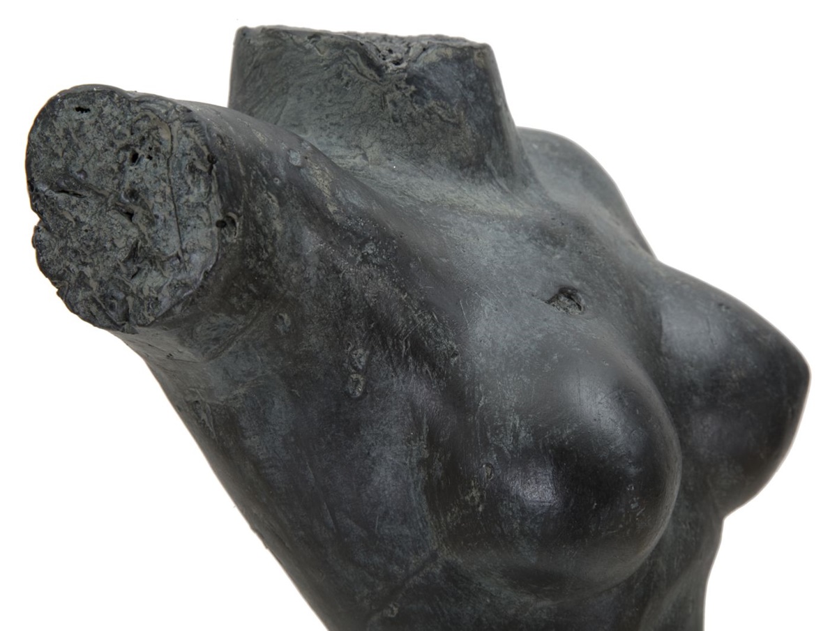 Dekofigur klassische Frauenbüste Skulptur Torso ohne Arme Beine und Kopf schwarz H 50 cm