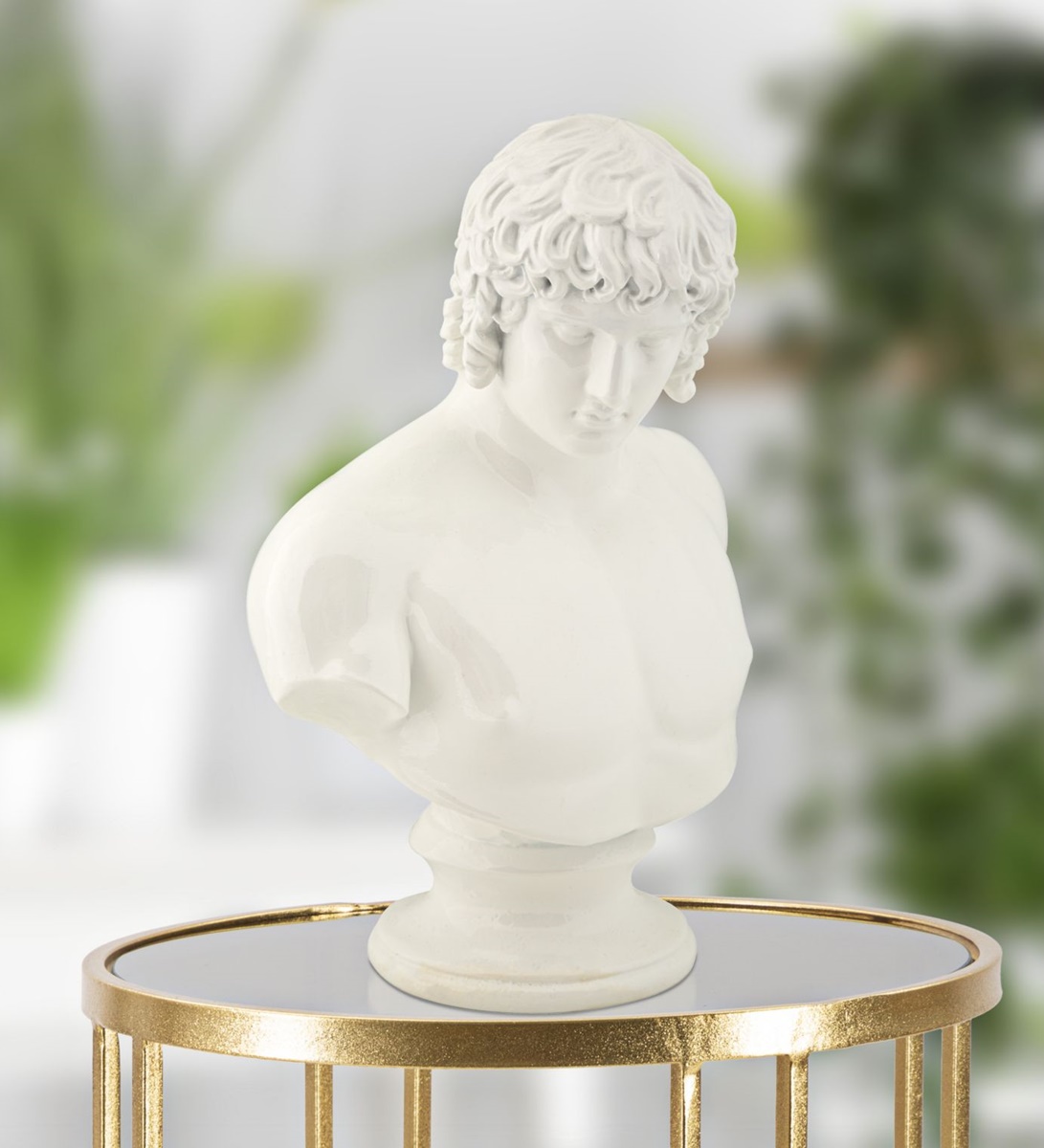 Dekofigur klassische Männerbüste Replikat römischer Soldat Centurio Statue weiß H 25 cm