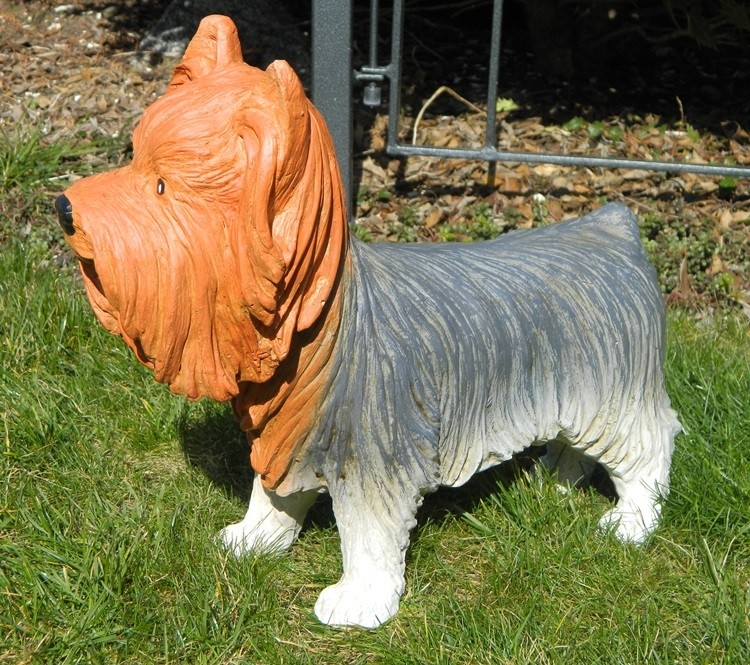 Dekorationsfigur Hund Yorkshire Terrier H 34 cm Dekofigur aus Kunstharz