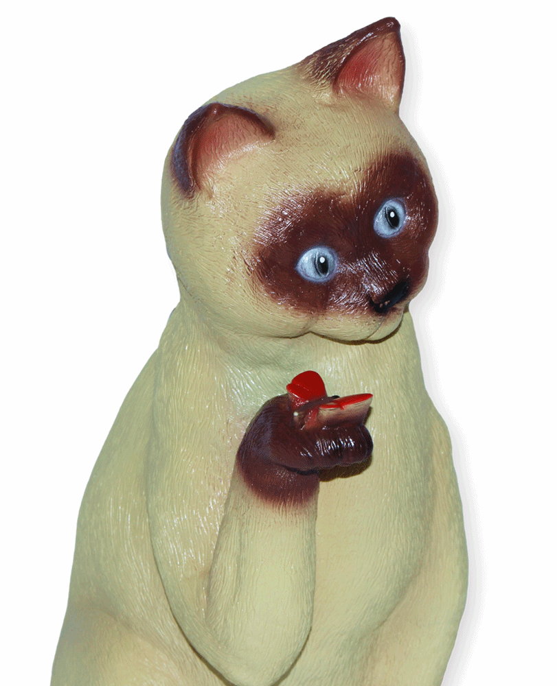 Deko Garten Figur  Katze hell Siamkatze sitzend H 34 cm Gartenfigur Tierfigur aus Kunststoff
