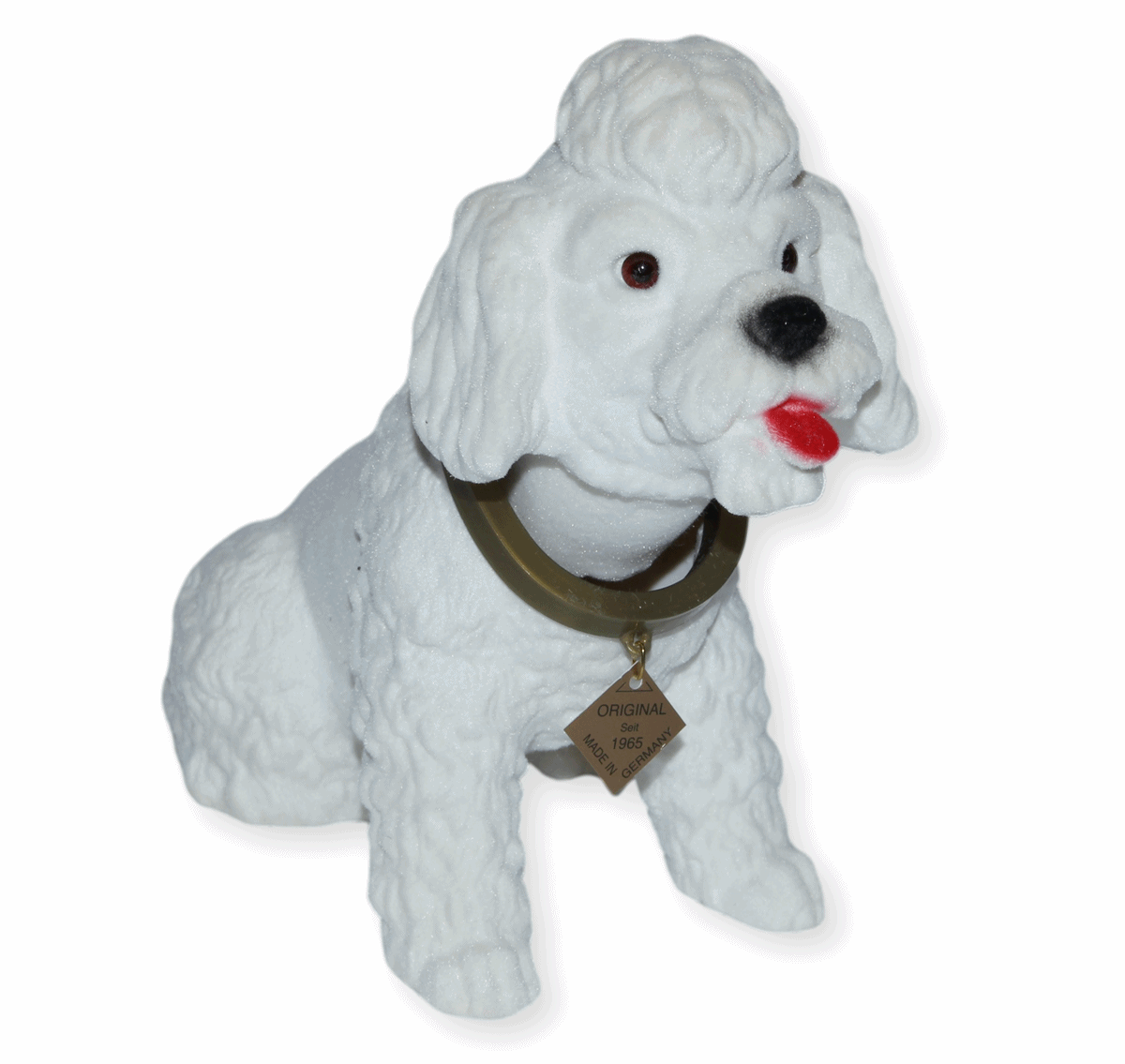 Wackel Figur Hund Pudel weiß Wackelfigur H 20,5 cm groß Dekofigur mit Wackelkopf