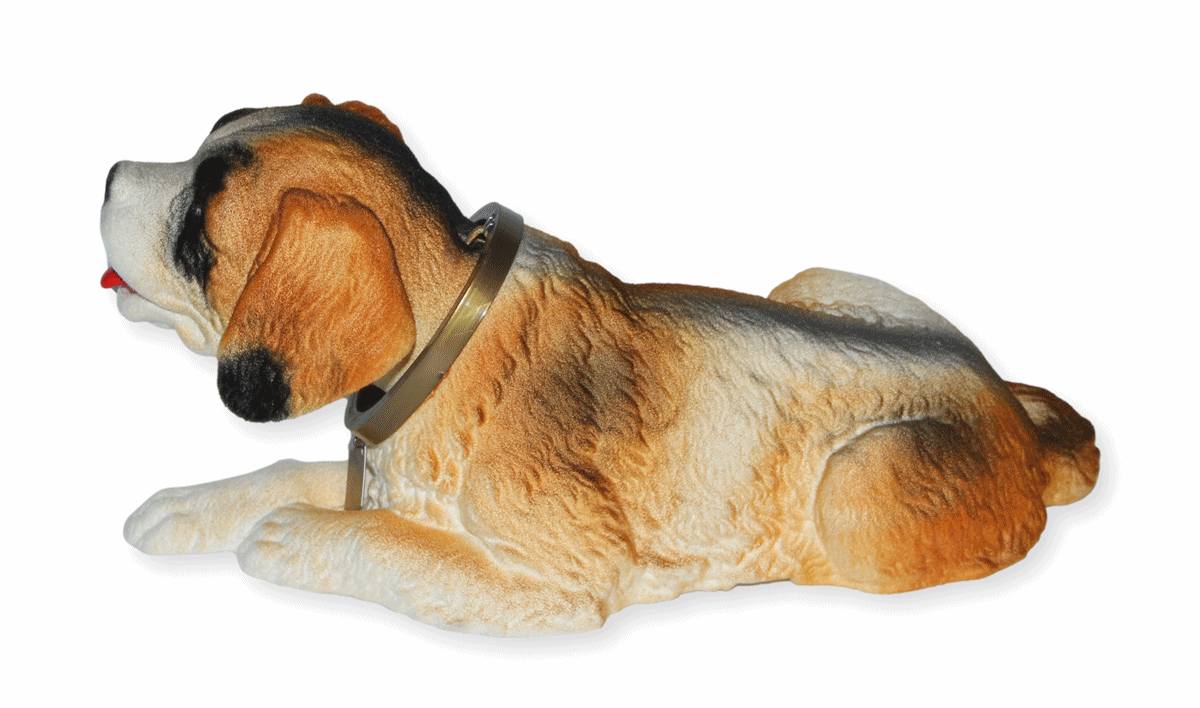 Wackel Figur Hund Bernhardiner Wackelfigur H 14 cm liegend groß Dekofigur mit Wackelkopf