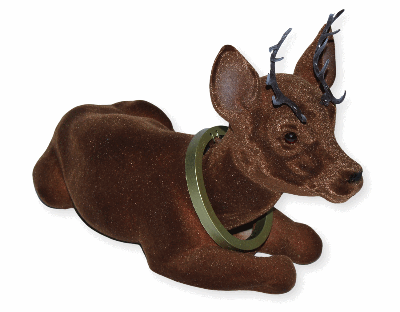 Wackel Figur Hirsch groß Wackeltier liegend H 18 cm mit Wackelkopf Dekofigur aus Kunststoff