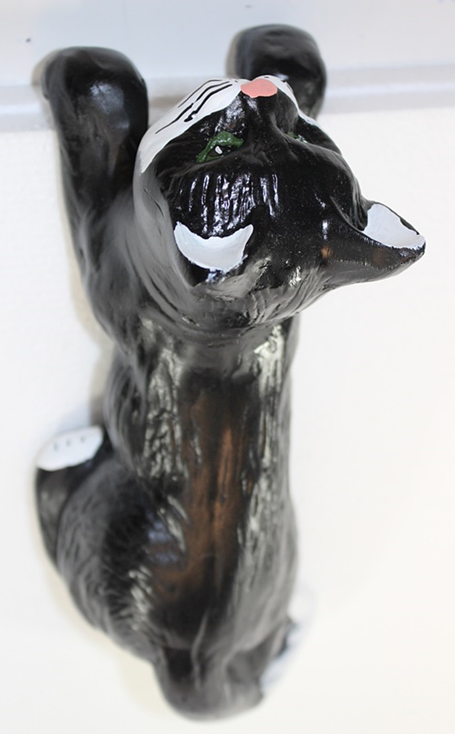 Dekofigur schwarze Katze liegend H 13 cm L 29 cm Katzenfigur Tierfigur aus Kunstharz