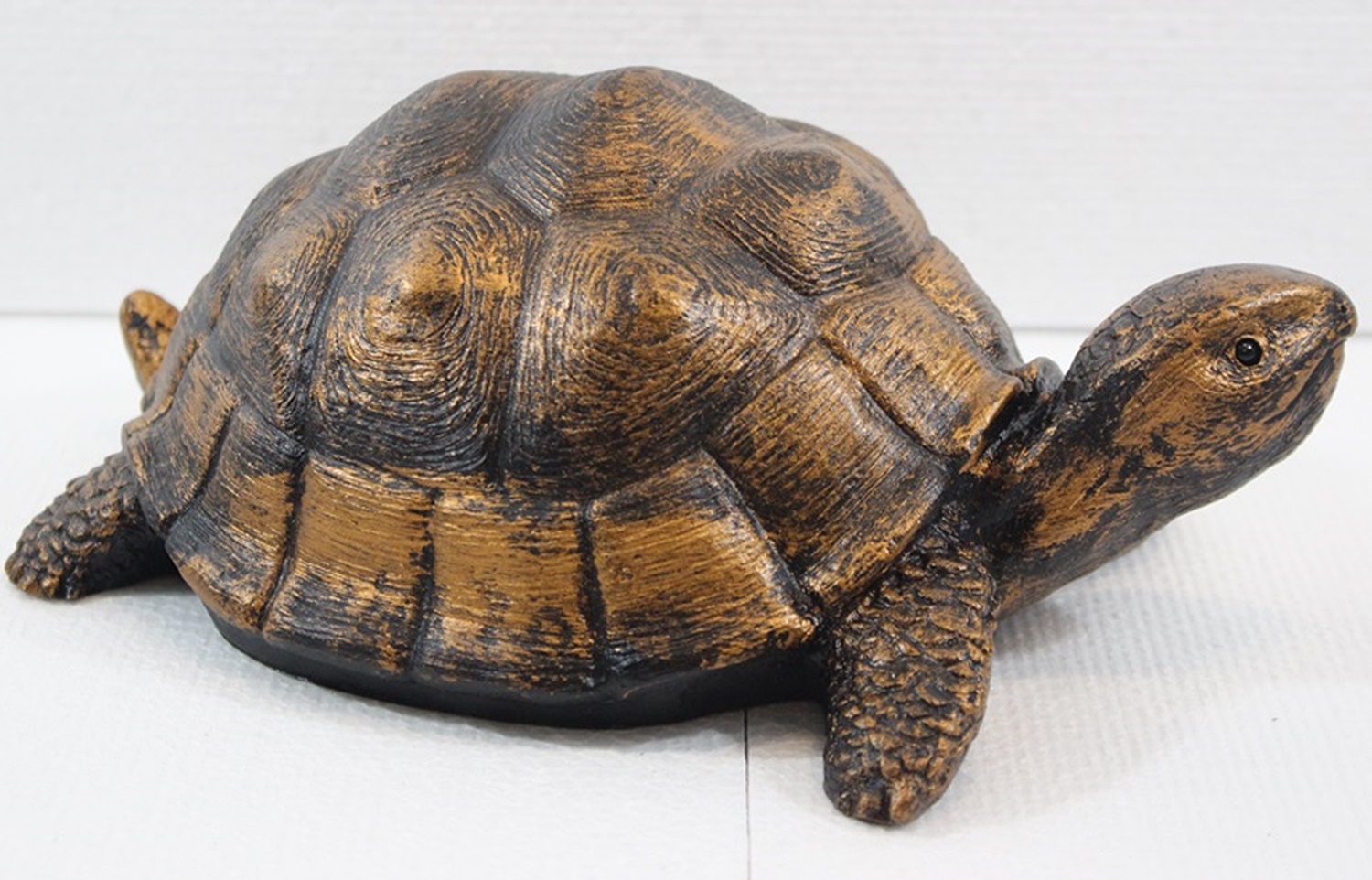 Deko Figur Schildkröte klein Gartenfigur H 10/L 27 cm Dekofigur Kupfer-Antik aus Kunststoff