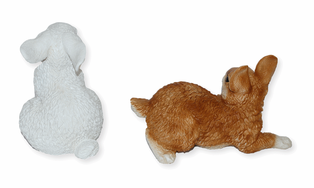 Deko Figur Hasen sitzend und liegend Kollektion Castagna aus Resin/ Kunststein H 16-19 cm Tierfigur