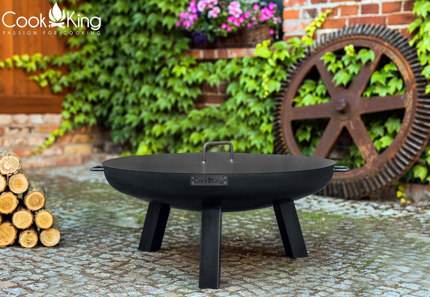 Feuerschale "Polo" Ø 100 cm Feuerstelle für Garten aus Stahl Feuerkorb als Wärmequelle oder Grill