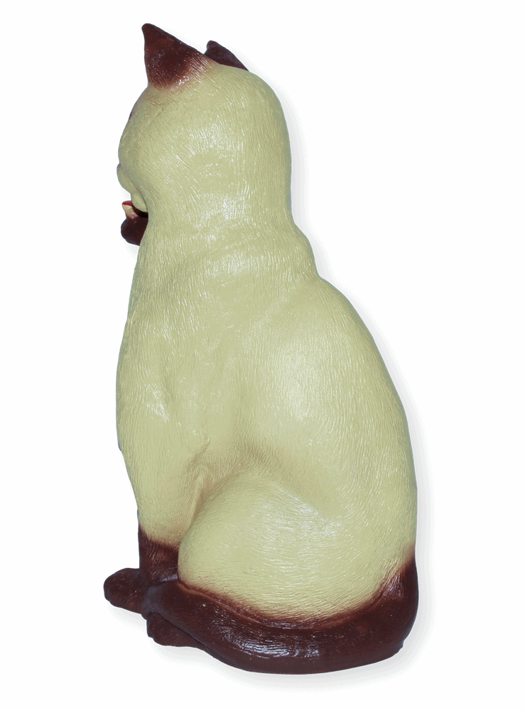 Deko Garten Figur  Katze hell Siamkatze sitzend H 34 cm Gartenfigur Tierfigur aus Kunststoff