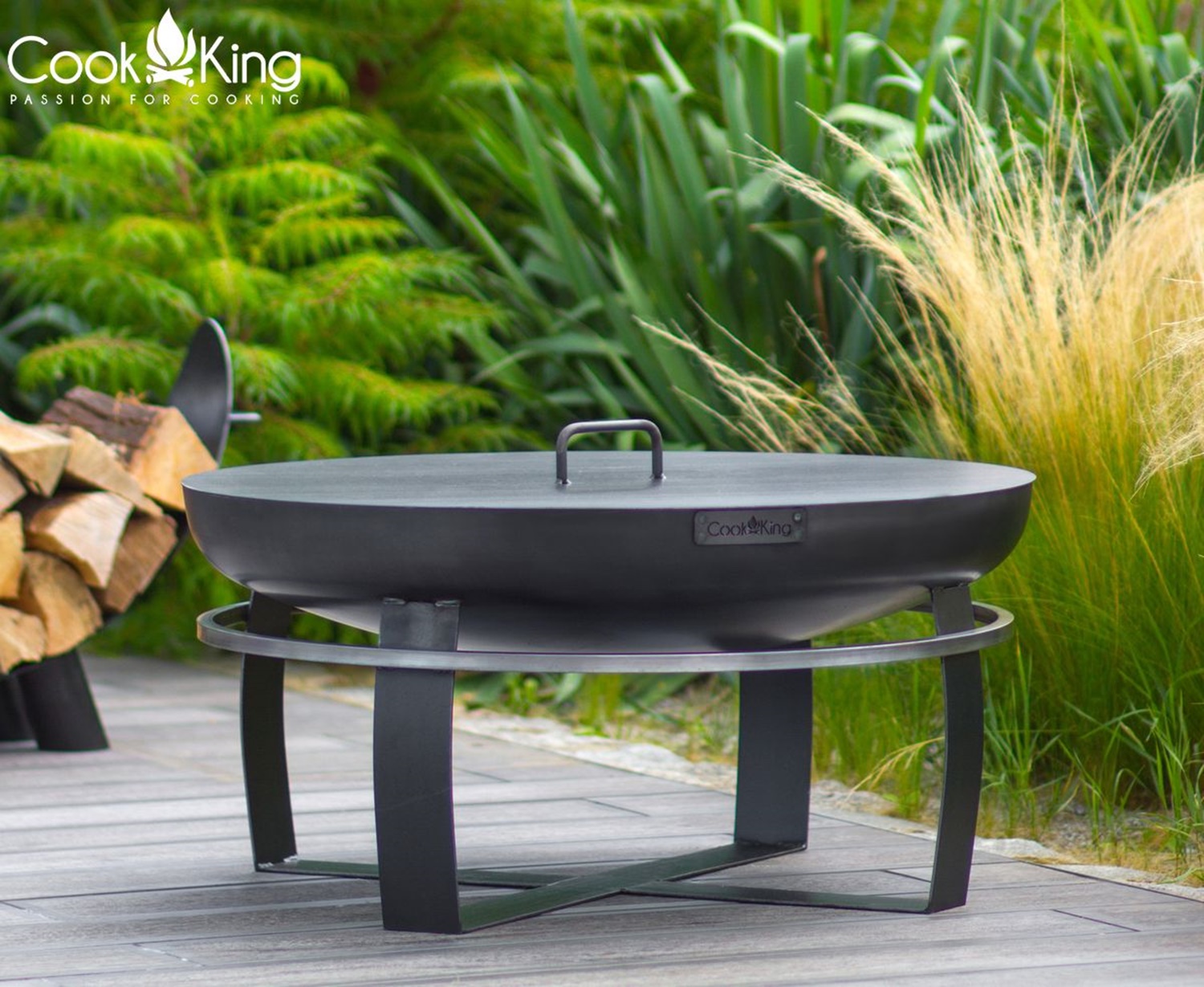 Feuerschale "Viking" Ø 100 cm Feuerstelle für Garten aus Stahl Feuerkorb als Wärmequelle oder Grill