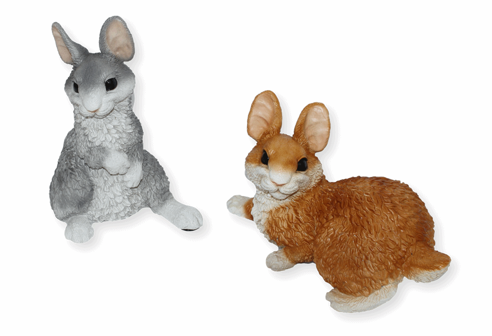 Deko Figur Hasen sitzend und liegend Kollektion Castagna aus Resin/ Kunststein H 16-22 cm Tierfigur