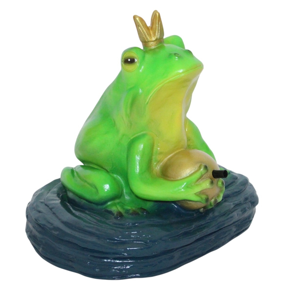 Deko Figur Froschkönig mit Kugel H 25 cm Gartenfigur Dekofigur mit Scherz Bewegungsmelder Quak