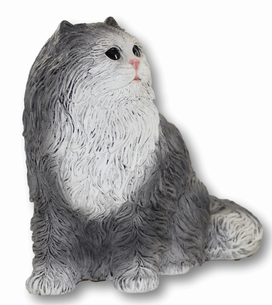 Dekofigur Persische Katze Katzenfigur Kätzchen sitzend grau Kollektion Castagna aus Resin H 24 cm
