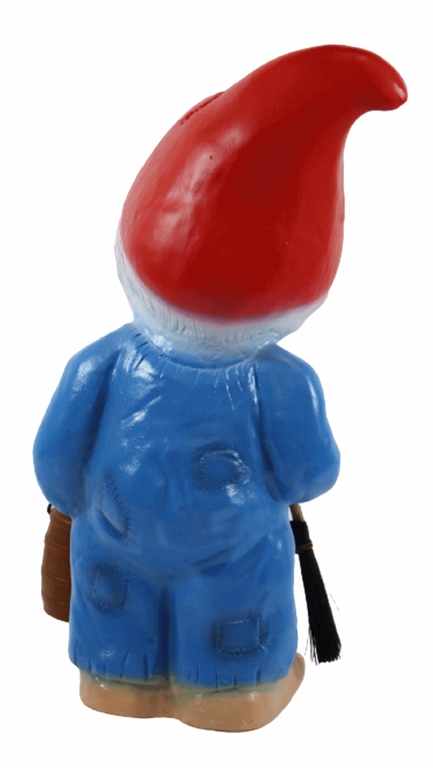 Gartenzwerg Deko Garten Figur Zwerg Straßenfeger stehend mit Feger in Händen aus Kunststoff H 31 cm