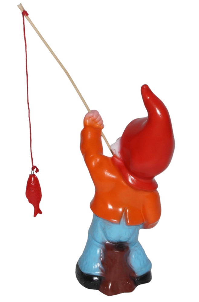 Gartenzwerg als Angler Figur Zwerg H 31 cm Gartenzwerg Gartendeko Gartenfigur aus Kunststoff