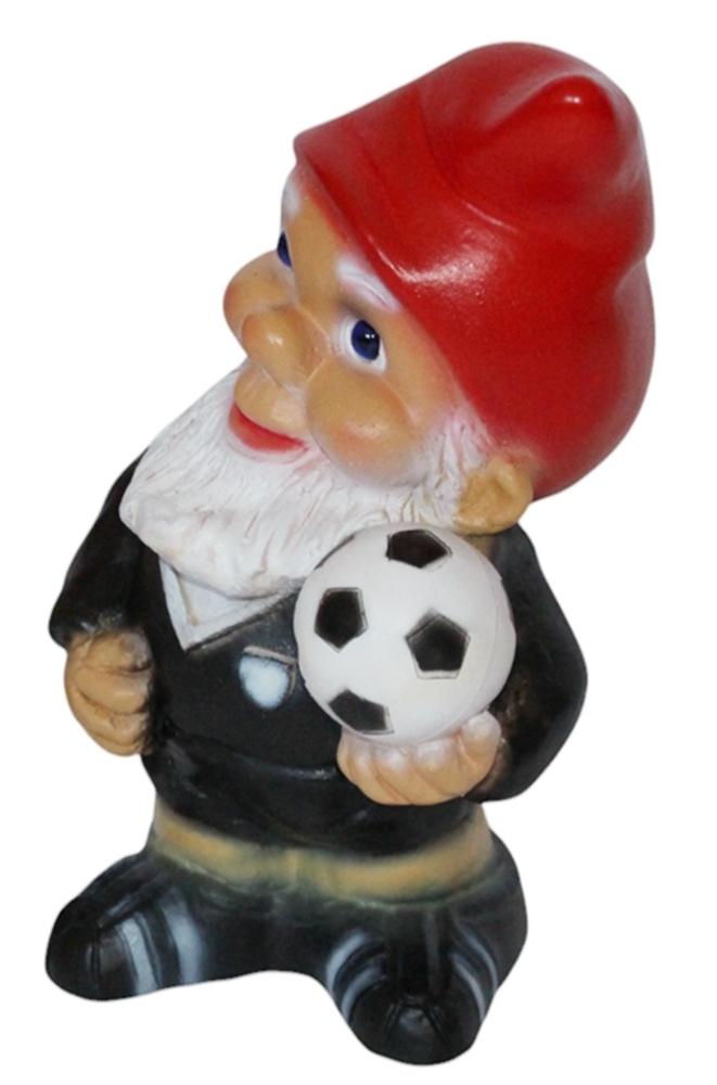 Gartenzwerg Schiedsrichter Fußball klein Höhe 17 cm Gartendeko Dekofigur Zwerg aus Kunststoff