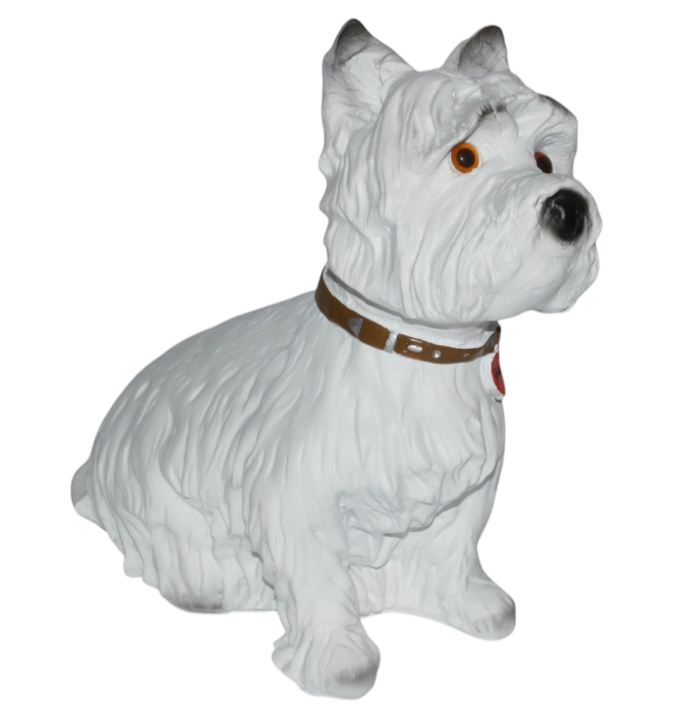 Dekorationsfigur Hund West Highland White Terrier Ginger sitzend H 33 cm Dekofigur aus Kunstharz