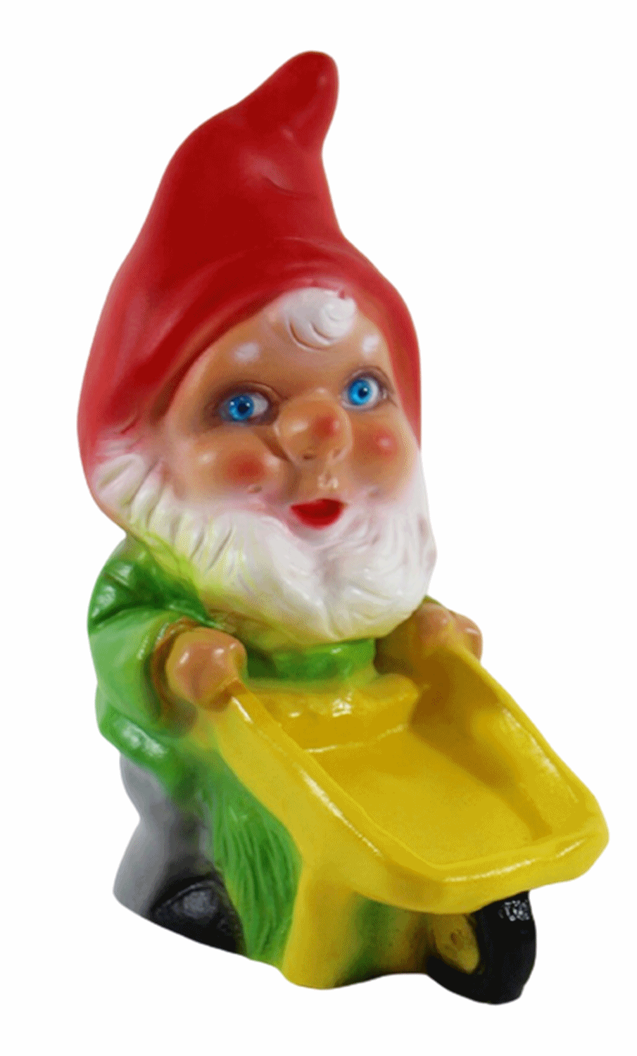 Gartenzwerg Deko Garten Figur Zwerg Gärtner mit Schubkarre stehend aus Kunststoff Höhe 18 cm
