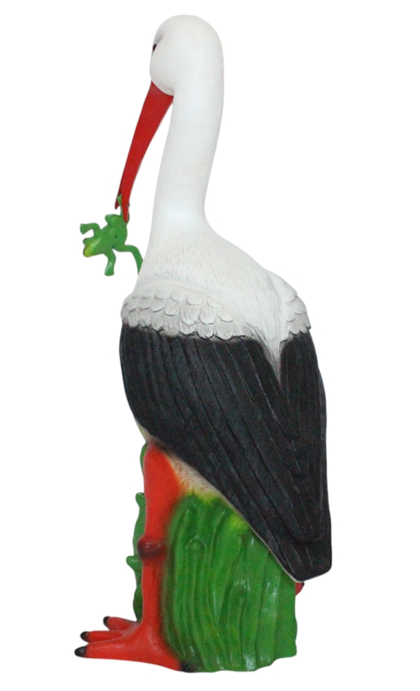 Gartenfigur Storch - Deko Tierfigur aus Kunststoff, wetterfest, für Garten & Teich Höhe 58 cm