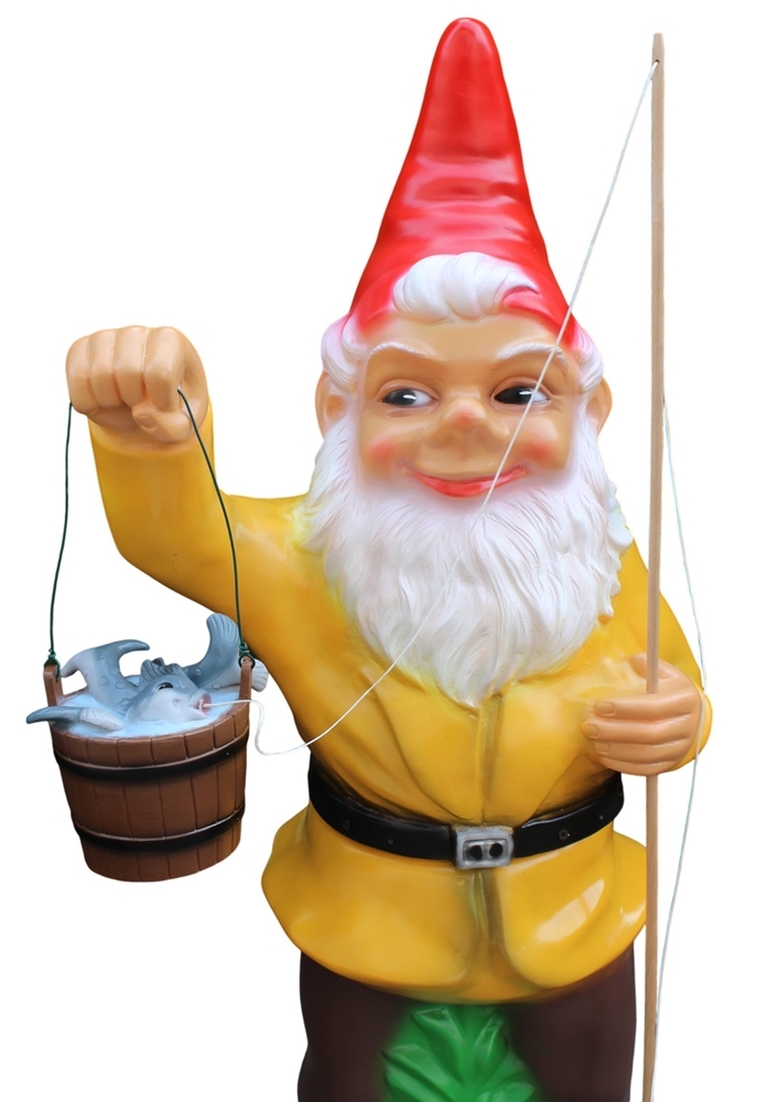 Gartenzwerg Angler Figur XXL-Zwerg stehend H 102 cm großer Deko Zwerg Gartenfigur Kunststoff