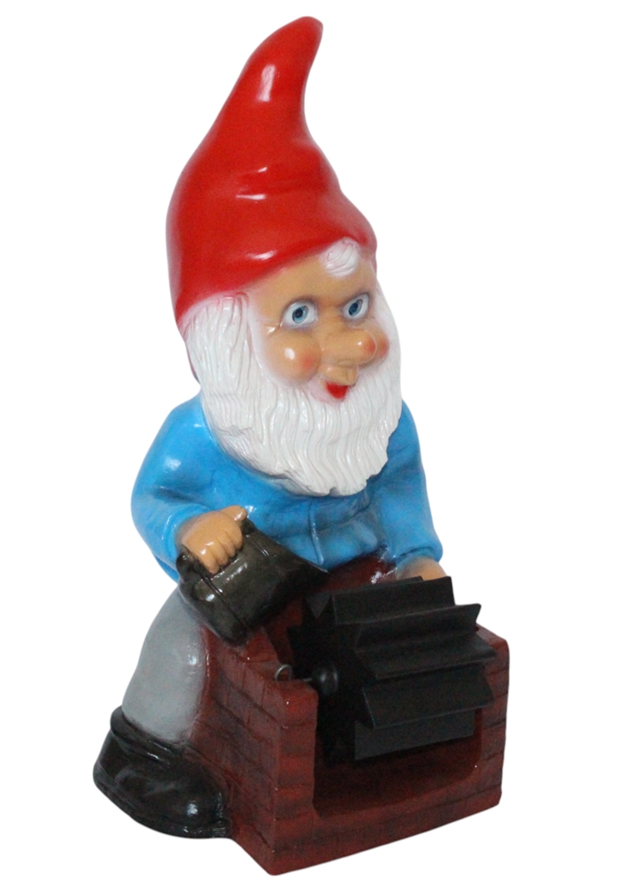 Gartenzwerg am Wasserrad mit Wasserspiel Höhe 41 cm Zwerg Wasserspeier ohne Pumpe