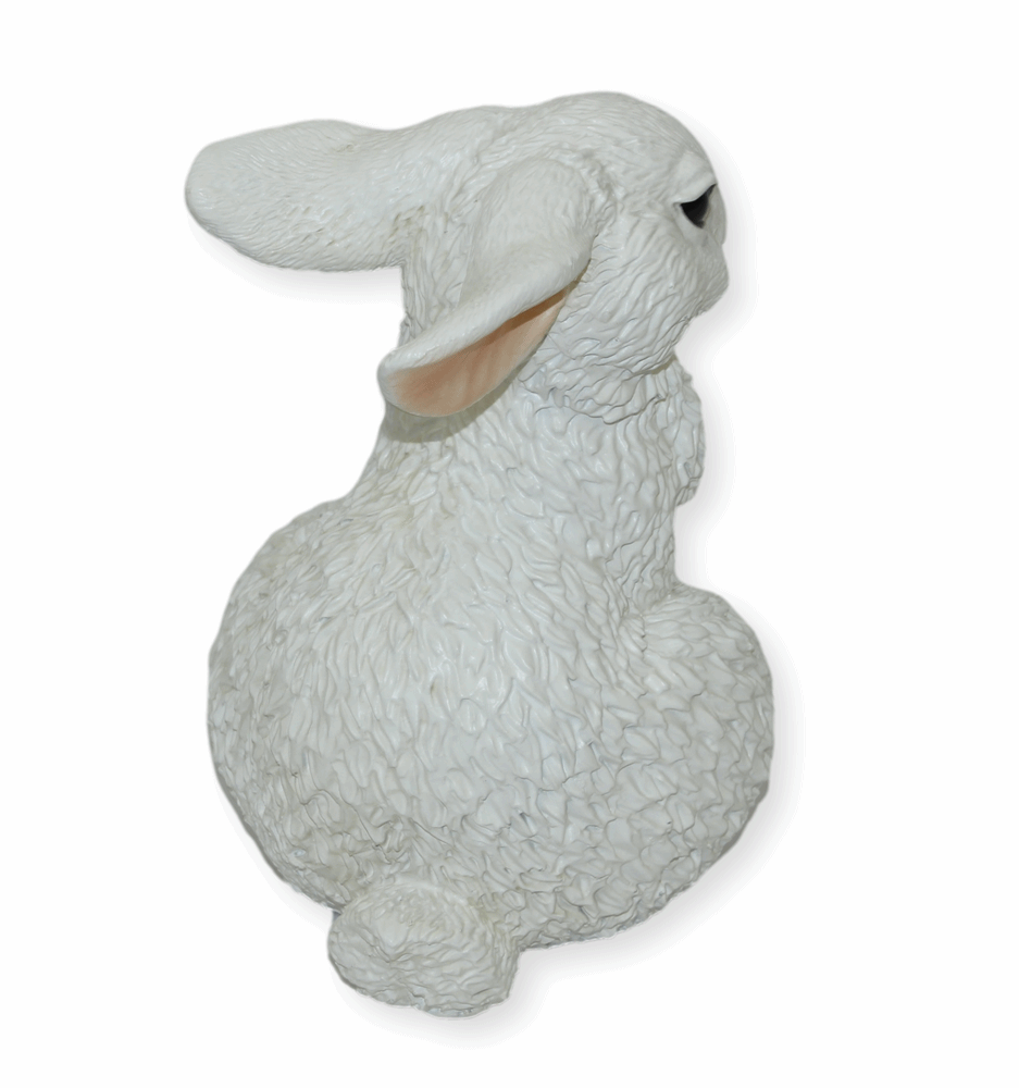 Deko Figur Hase weiß sitzend Kollektion Castagna aus Resin/ Kunststein H 19 cm Tierfigur