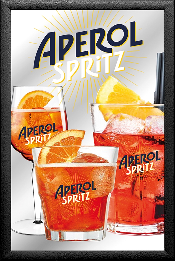 Set: 2 Spiegelbilder Aperol Spritz 30x20 cm Wandbilder Hinterglasdruck mit schwarzem Rahmen