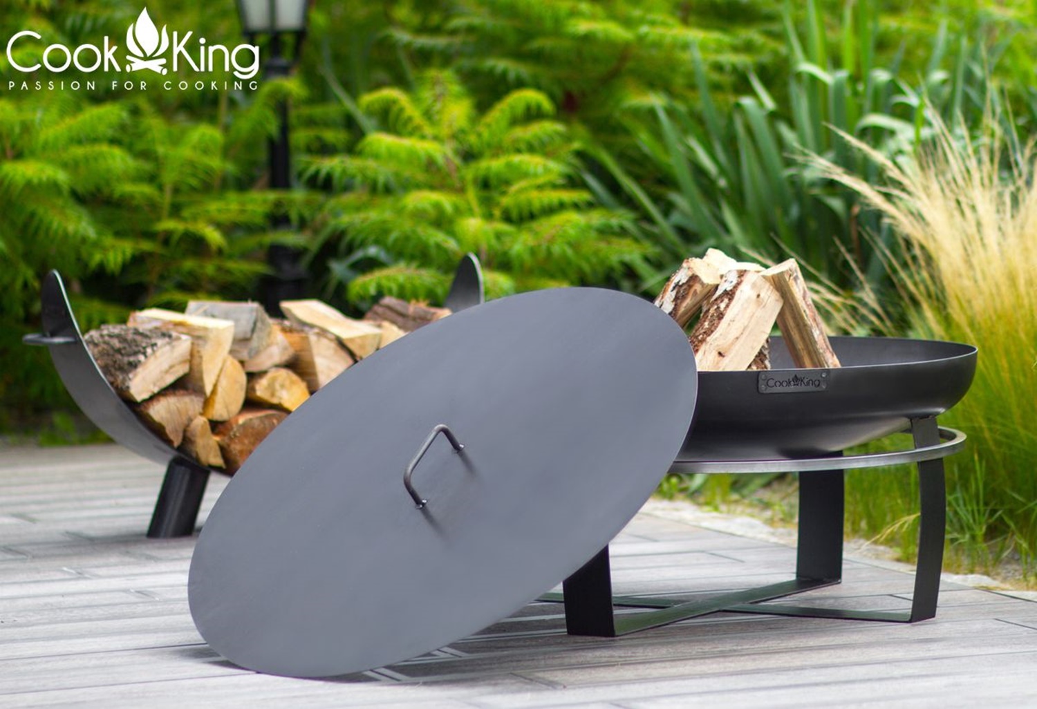 Feuerschale "Viking" Ø 100 cm Feuerstelle für Garten aus Stahl Feuerkorb als Wärmequelle oder Grill