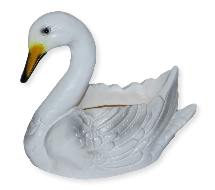 Deko Garten Figur Dekofigur Gartenfigur Pflanzfigur Schwan zum Bepflanzen aus Kunststoff Höhe 28 cm