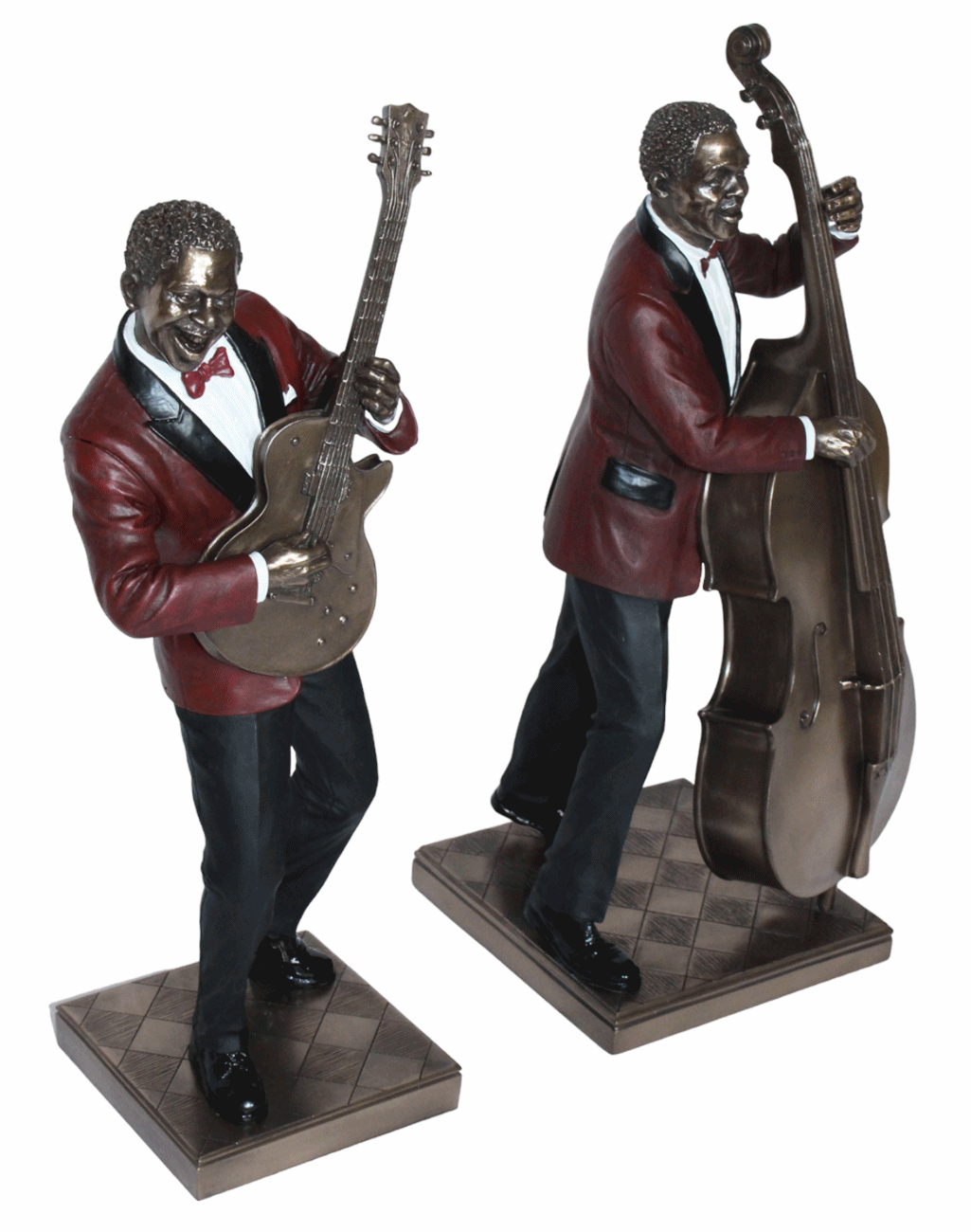 Deko Figur Jazz Musiker Figuren Gitarrist und Bassist H 32 cm Dekofigur Jazz Band
