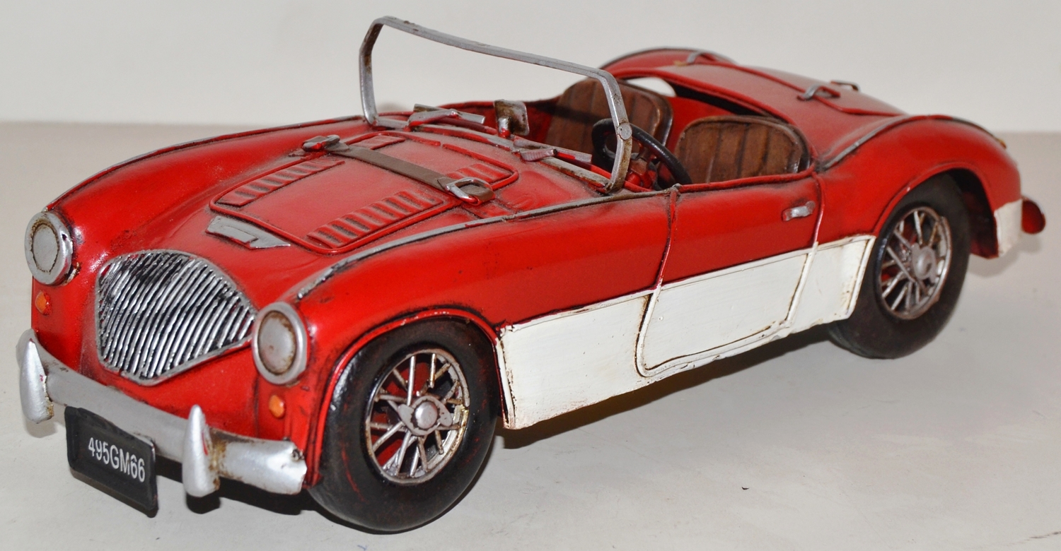 Blechauto Nostalgie Modellauto Oldtimer Austin Healey Cabrio Sportwagen aus Blech L 28 cm
