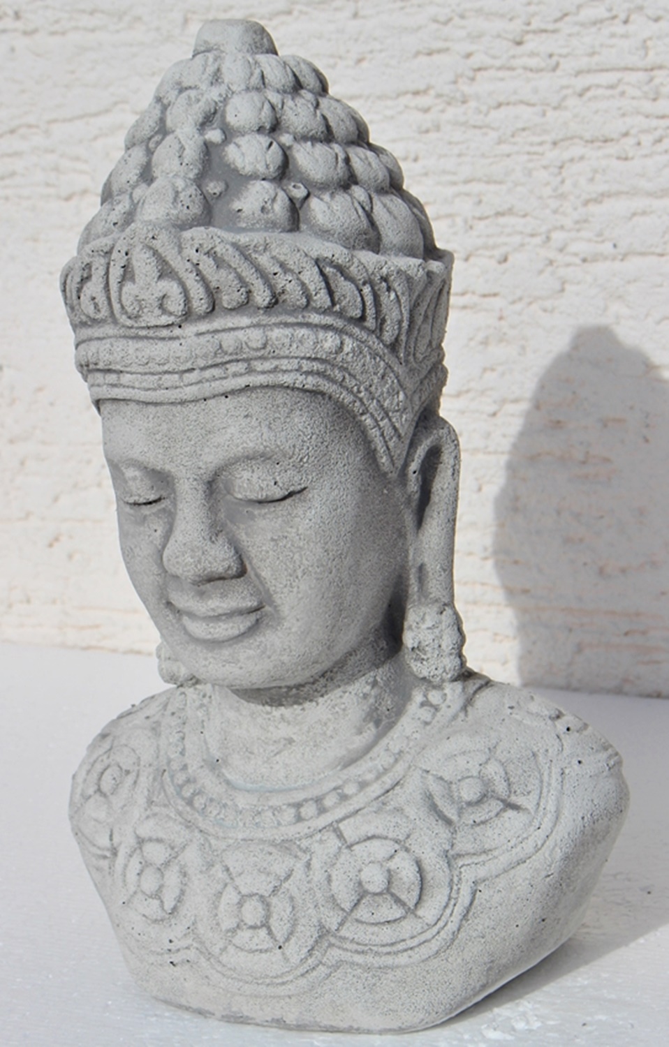 Beton Figur Statue Skulptur Buddha Büste H 29 cm Dekofigur und Gartenskulptur