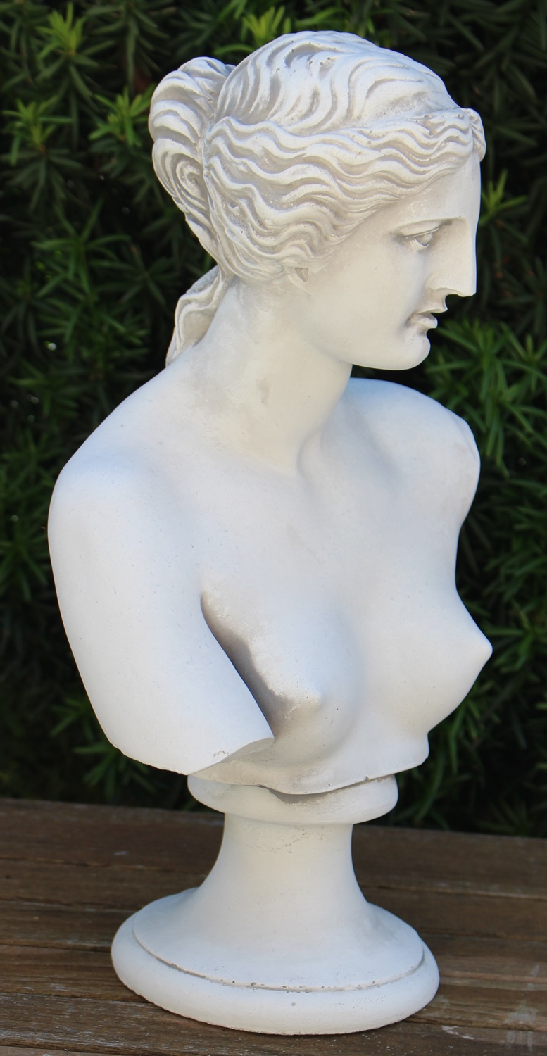 Deko Statue Skulptur Büste Venus von Milo H 33 cm Dekofigur Gartenskulptur hell patiniert aus Beton