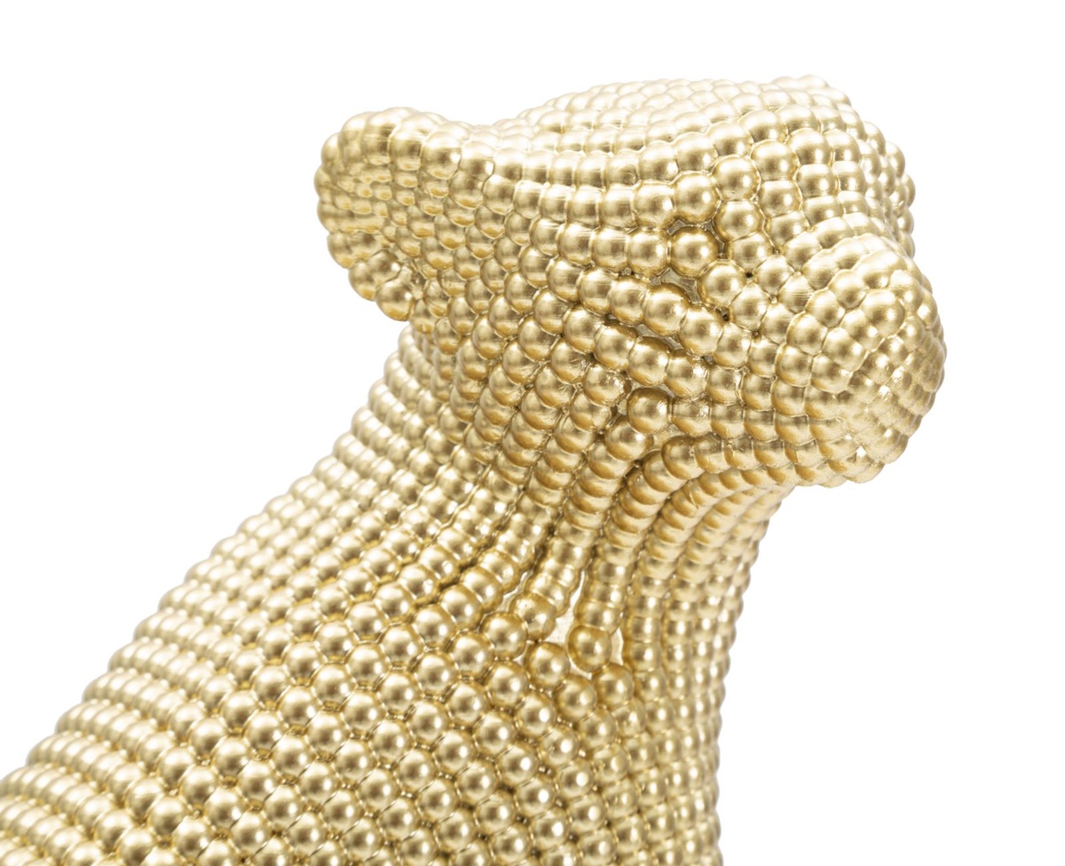 Dekofigur Leopard sitzend Tierfigur in edler goldener Optik Fell abstrakt strukturiert H 29 cm