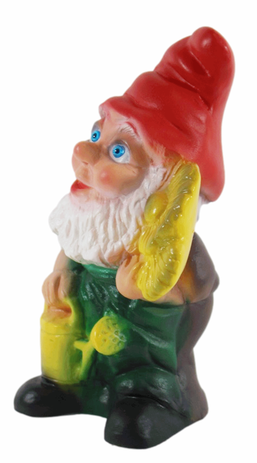 Gartenzwerg Deko Garten Figur Zwerg Gärtner mit Blume und Gießkanne stehend aus Kunststoff H 18,5 cm