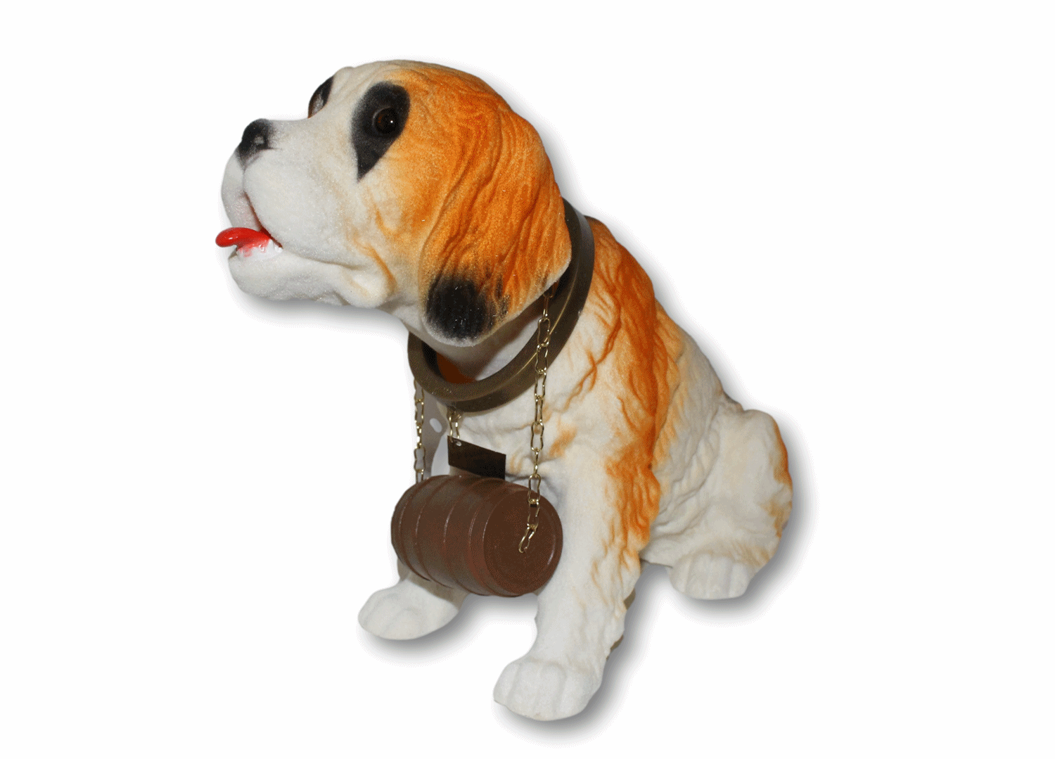 Wackel Figur Hund Bernhardiner Wackelfigur H 16 cm mit Faß groß Dekofigur mit Wackelkopf