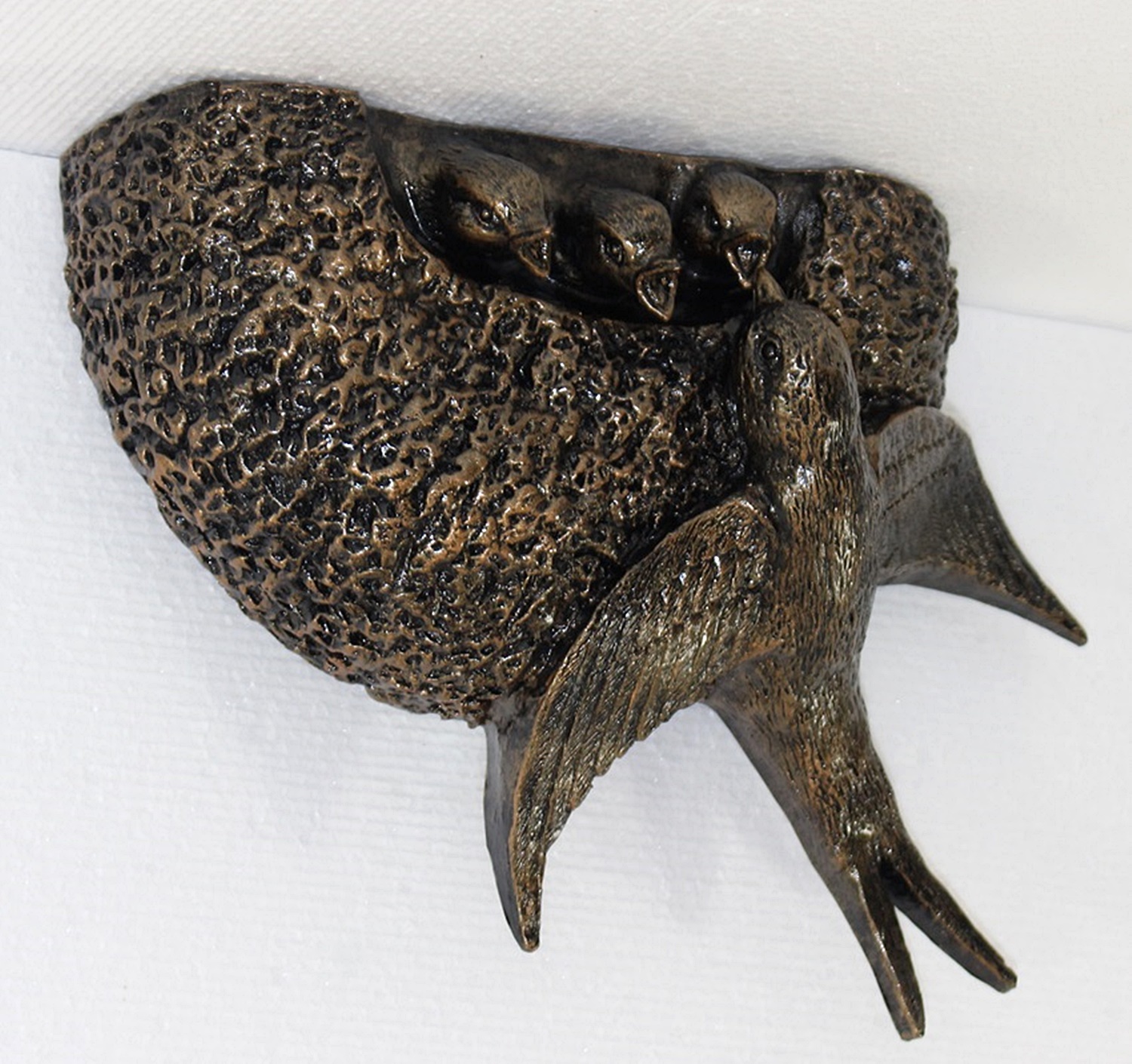 Deko Figur Schwalbennest Gartenfigur H 17 cm Dekofigur Kupfer-Antik aus Kunststoff