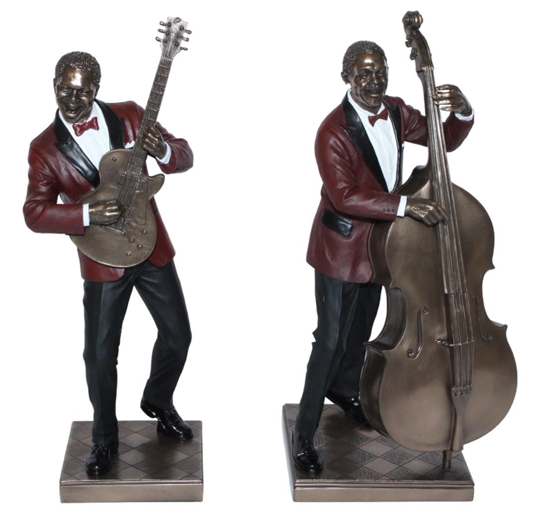 Deko Figur Jazz Musiker Figuren Gitarrist und Bassist H 32 cm Dekofigur Jazz Band