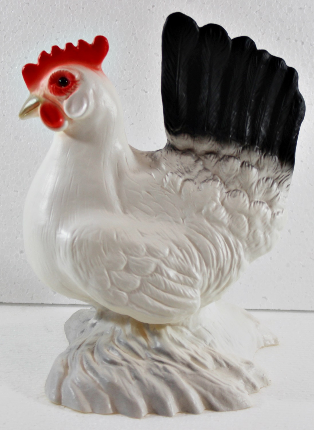 Deko Garten Figur Dekofigur Gartenfigur Tierfigur weiße Henne stehend aus Kunststoff Höhe 24 cm