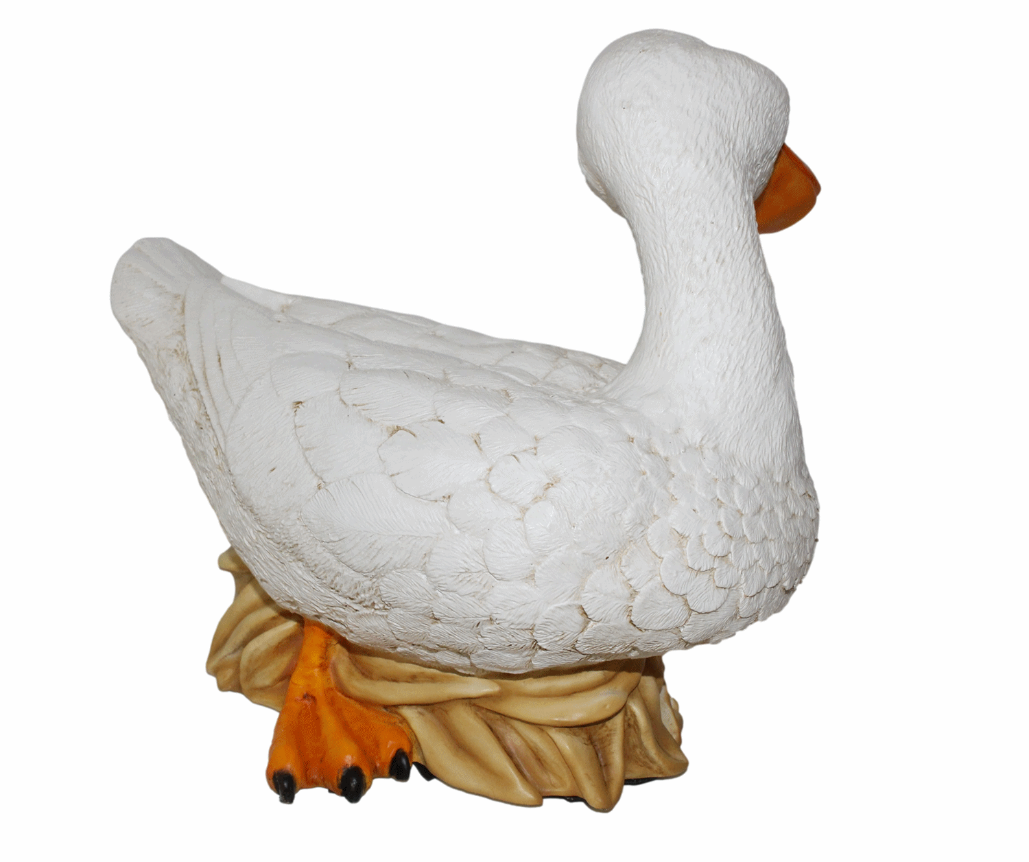 Deko Figur Gans Tierfigur weiße Gänsefigur Vogel sitzend Kollektion Castagna aus Resin H 23 cm