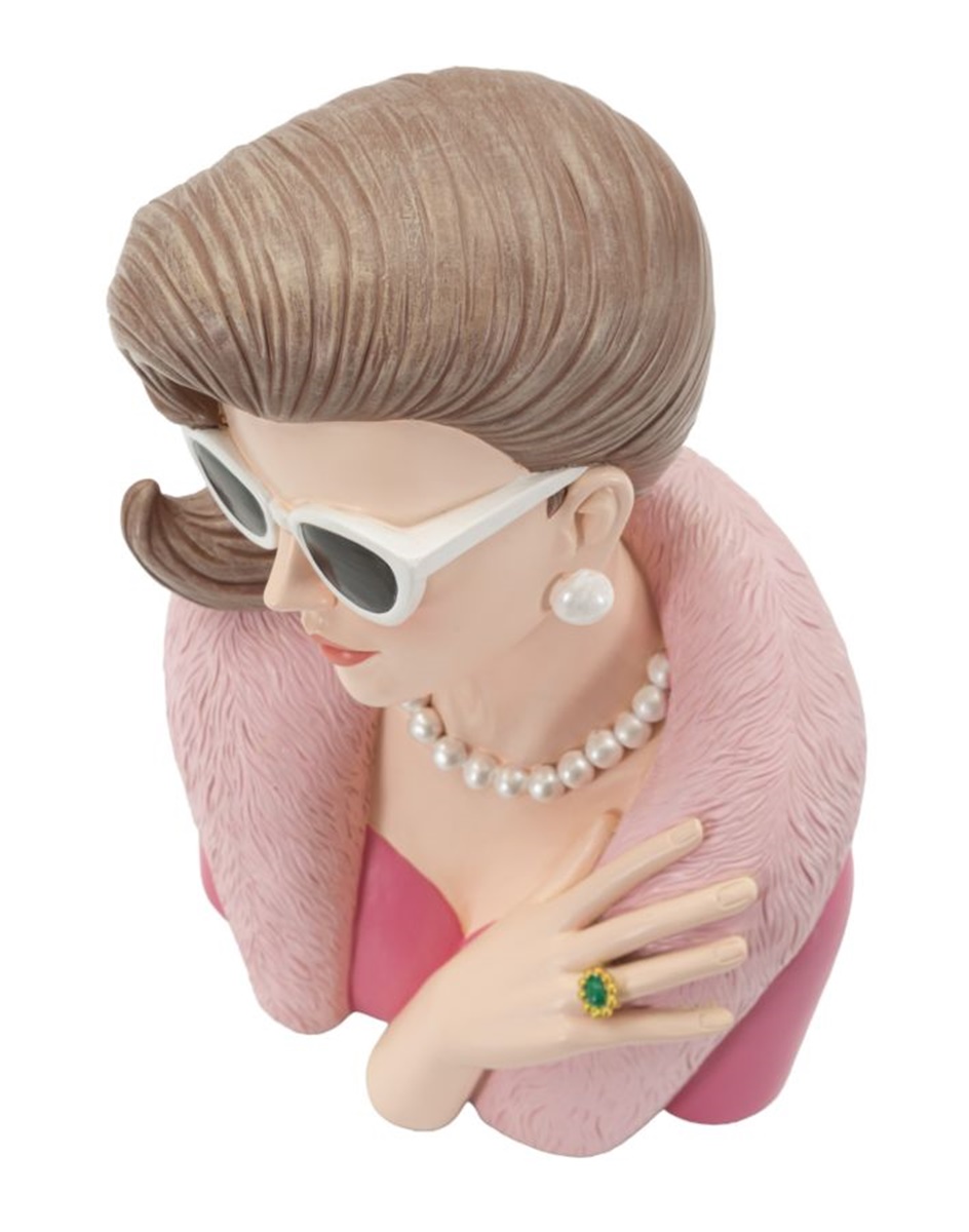 Dekofigur Büste elegante Dame Paris charmante Skulptur Art deco Stils Frauenbüste in Pink H 28 cm